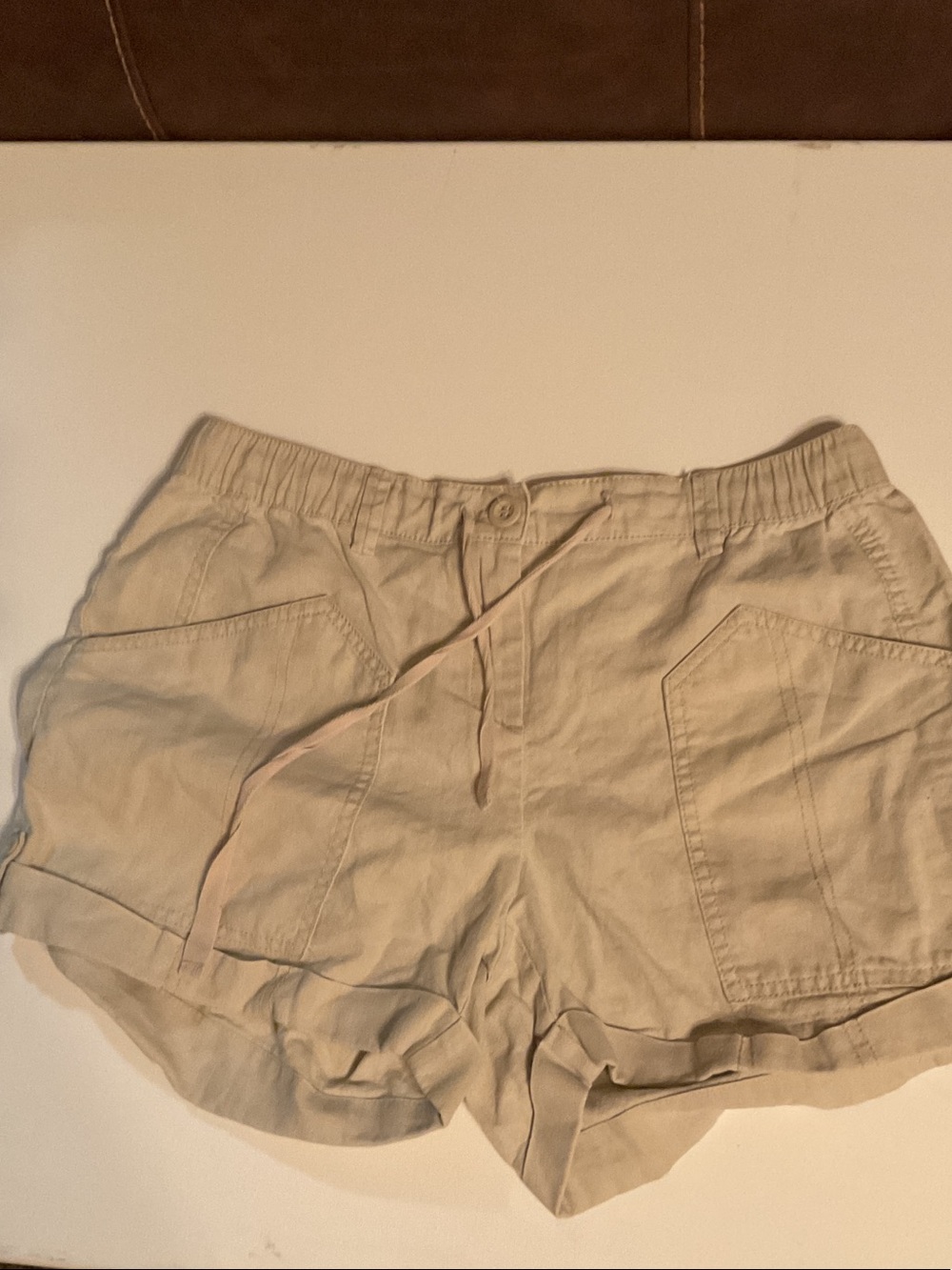 New York & Company linen blend  Drawstring Waist Shorts - Beige size 4 ladies